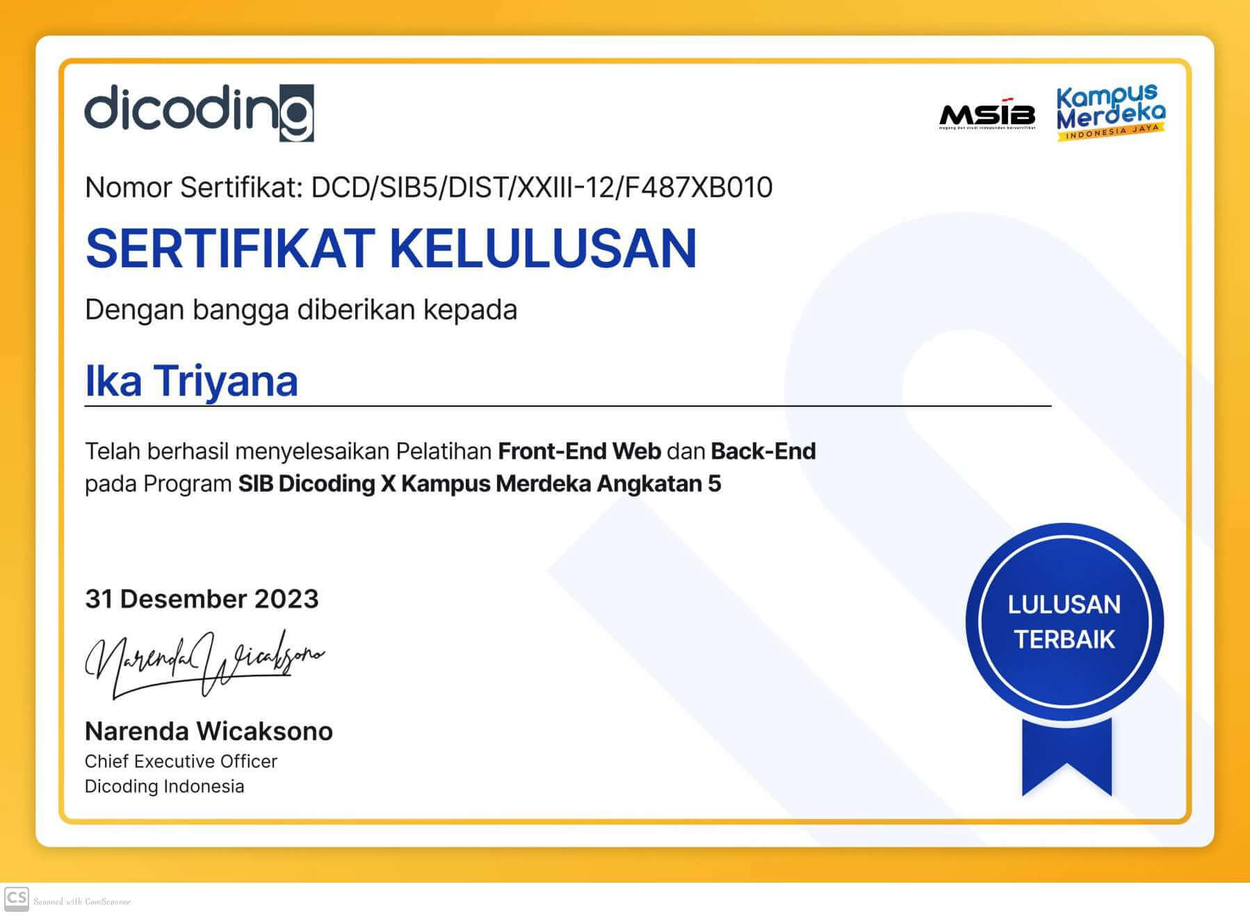Certificate
